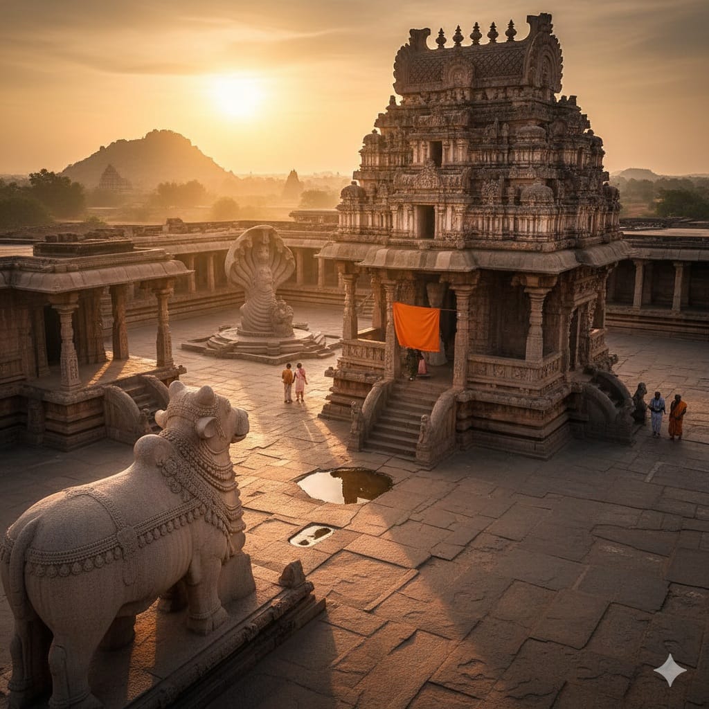 లేపాక్షి ఆలయంలోని నంది విగ్రహం, నాగలింగం మరియు అద్భుతమైన శిల్పకళా వైభవం.