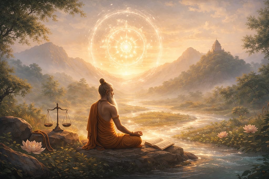 కర్మ అంటే ఏమిటి? కర్మ మరియు విధిని సూచించే భారతీయ ఆధ్యాత్మిక ధ్యాన చిత్రం