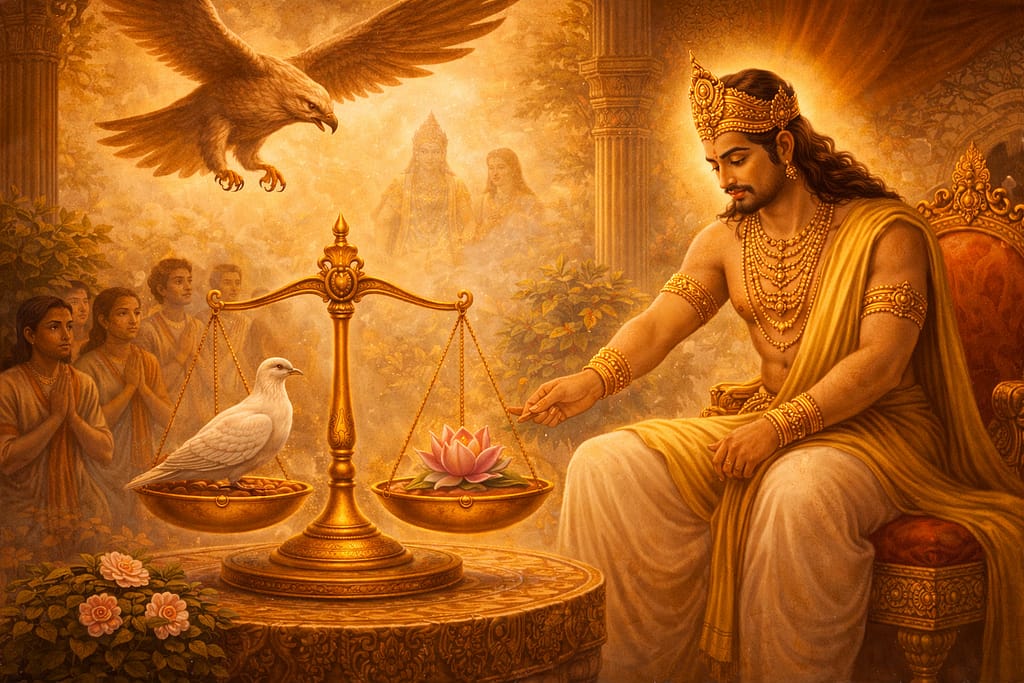 శరణు కోరిన పావురాన్ని కాపాడేందుకు తనను తాను త్యాగం చేసిన శీబి చక్రవర్తి ధర్మ కథను చూపించే చిత్రం